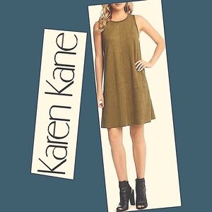 KAREN KANE Green
Faux Micro Suede
Sleeveless Shift Dress
Medium
